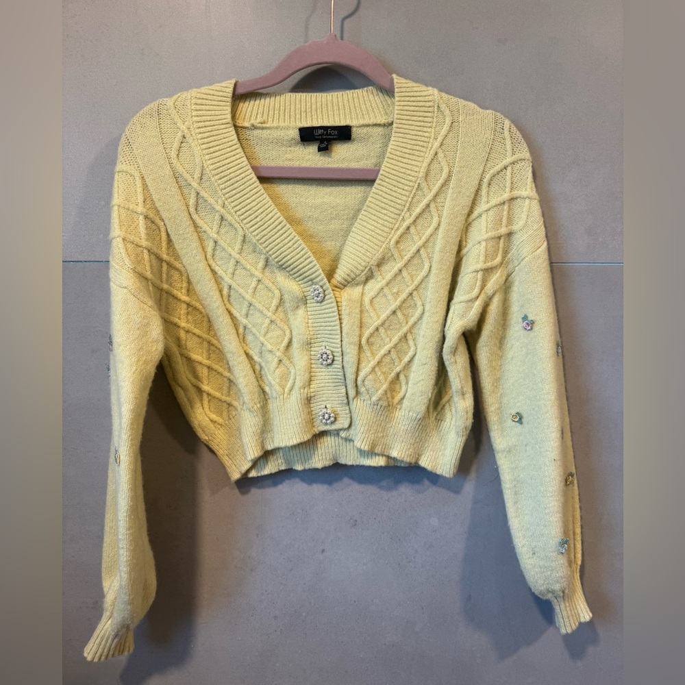 Yellow Cable Knit Sweater